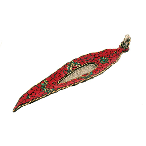 Räucherstäbchenhalter / Halter aus Metall / Räucherstäbchenhalter mit Mosaikmuster rot